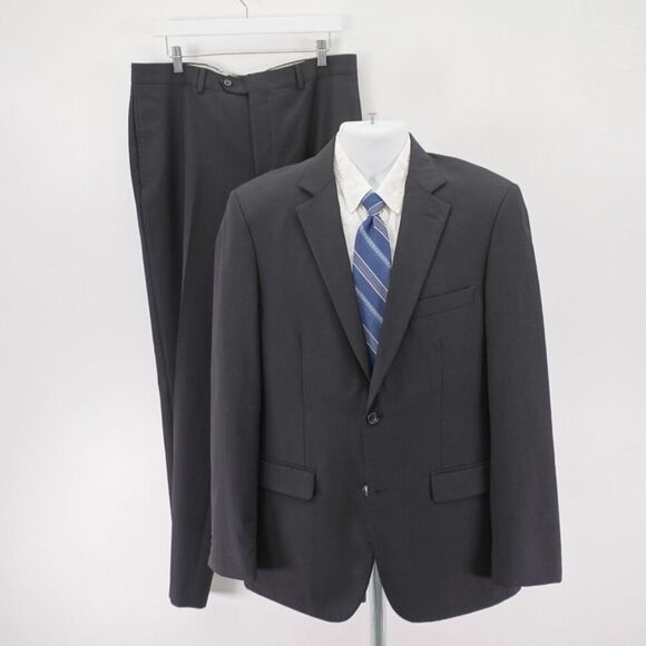 Pronto Uomo Wool Gray 2 Piece Suit 40R 36 / 33 Mid Rise Flat Front 2 Button Line - Picture 1 of 14